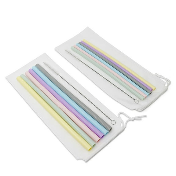 6Pcs Reusable Silicone Beverage Straws Straight Design for Home Party Use Assorted