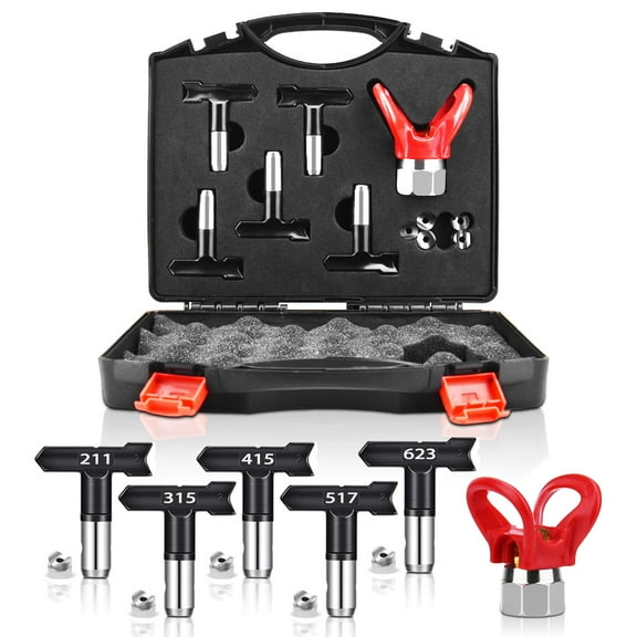 6Pcs Reversible Spray Nozzle Tips,Airless Spray Nozzles Tips,Airless Spray Gun Nozzle and Nozzle Tips Storage Box Model Making. (211,315,415,517,623)