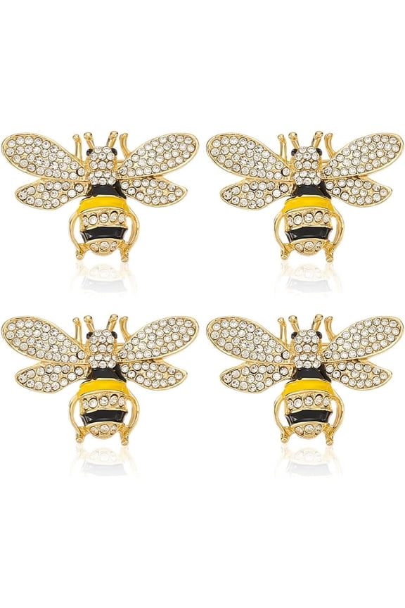 6Pcs Rhinestone Bee Brooch Pin 2 Color Honeybee Lapel Pin 25x38mm Alloy Rhinestone Glitter Dress Clothing Accessory for DIY Suit Sweater Cloth Backpack Badge Hat Women Jewelry Gift