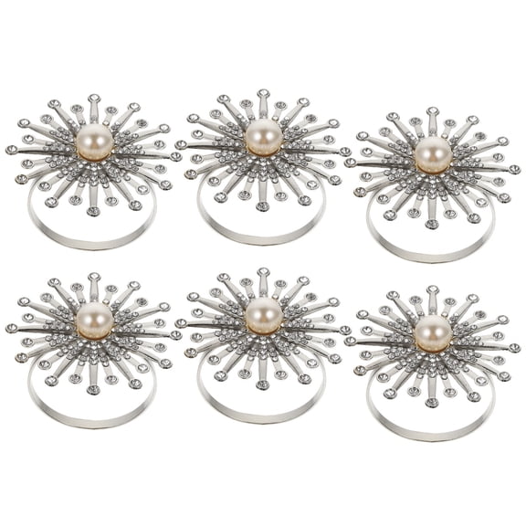 6-Pack Rhinestone Sunflower Napkin Decorative Buckles for Table Setting Party Accessories