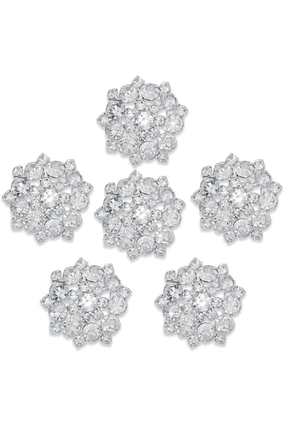 6Pcs Rhinestone Shank Buttons Sew on Rhinestone Buttons Flower Buttons Embellishments for Jewelry Making Clothes Earring Wedding Decoration White DIY Crystal