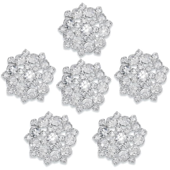 6Pcs Rhinestone Shank Buttons Sew on Rhinestone Buttons Flower Buttons Embellishments for Jewelry Making Clothes Earring Wedding Decoration White diy