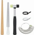 thumbnail image 1 of 6Pcs Ring Sizer Measuring Tools Including Ring Sizer Gauge Ring Mandrel Wood Polishing Stick and Jewelry Hammer Finger Sizing Measuring Kit for Ring Making and Repair, 1 of 5