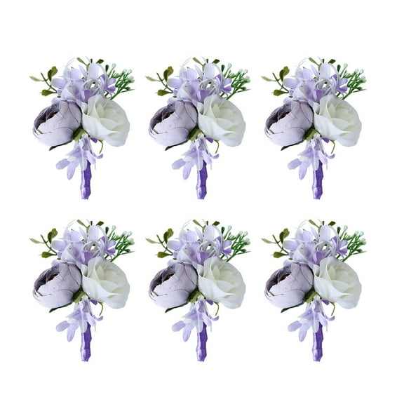 6Pcs Rose Boutonniere for Bride and Groom, Rose Wrist Corsages for Wedding Prom Suit Wedding Dress Corsage Decorations