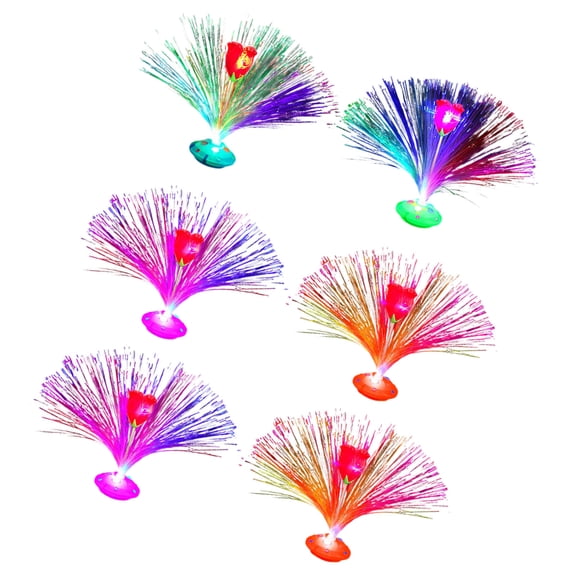 6Pcs Rose Flower Fibre Lamp Fibre Colour Changing Light 11Inch Mood Novelty Nightlight For Birthday Wedding