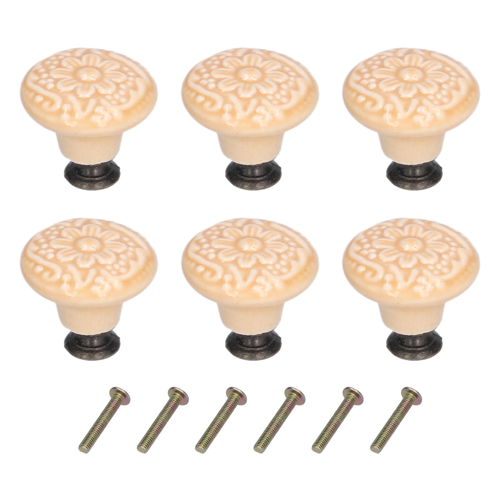 6Pcs Round Ceramic Knobs Exquisite Single Hole Pull Handle for
