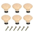 6Pcs Round Ceramic Knobs Exquisite Single Hole Pull Handle for