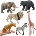 6Pcs Safari Animals Figures Toys with Giraffe Lion Black Bear Zebra