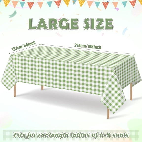 6Pcs Sage Green Gingham Tablecloth,Green White Checkered Tablecloths Buffalo Pla