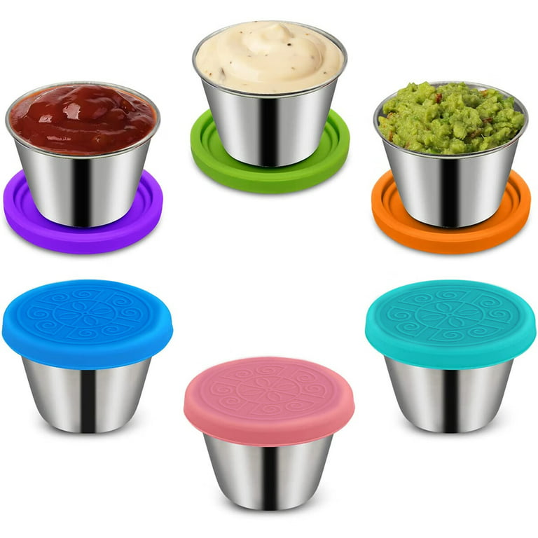 6Pcs 50ml Salad Container Box Stainless Steel Condiment Containers