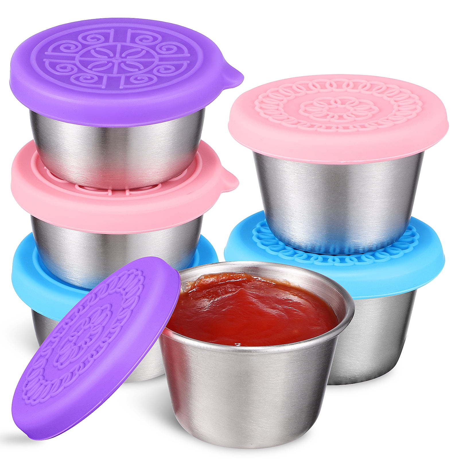 6Pcs Salad Dressing Containers Small Stainless Steel Condiment Cups