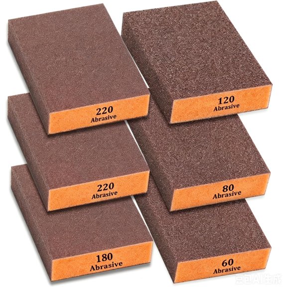 6Pcs Sanding Blocks 60/80/120/180/220 Grits Sanding Sponge,for Drywall Wood Metal Washable & Reusable BlocksWashable and Reusable
