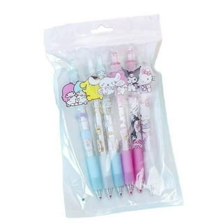 Sanrio Face-Change Hello Kitty My Melody Kuromi Pompom Purin Pochacco  Cinnamoroll Quick-Dry Gel Pen 6PC Set Black Ink 0.5MM Inspired by You.