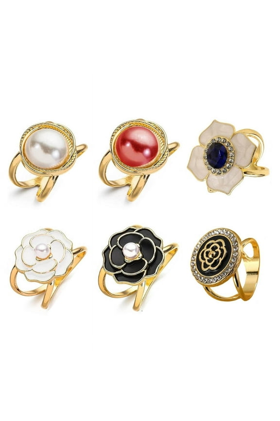 6Pcs Scarf Buckle Clips Fashionable Brooch Fasteners for Dresses and Scarves