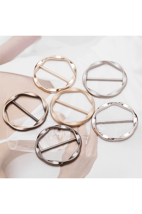 6Pcs Scarf Ring Clip T Shirt Tie Clips for Women Metal Tshirt Waist Tightener Buckle Clothing Accessories