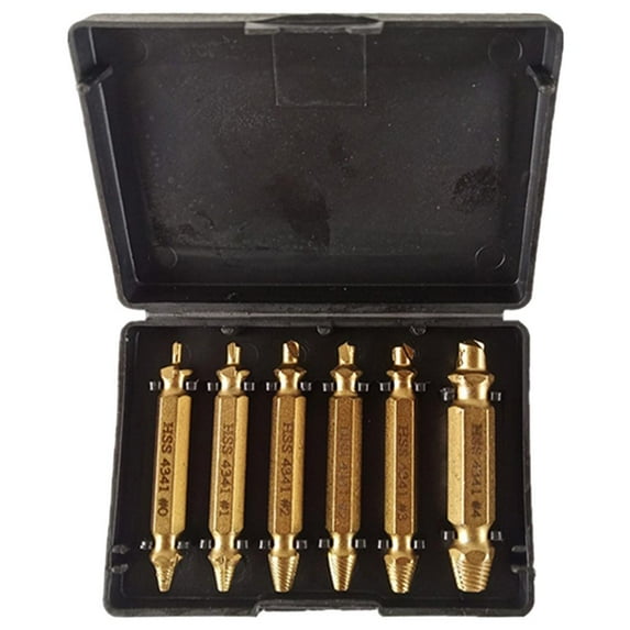 6Pcs Screw Extractor Set and Stripped Screw Remover Tool,Drill ,Damaged Screw Extractor and Broken Extractor High Speed Steel