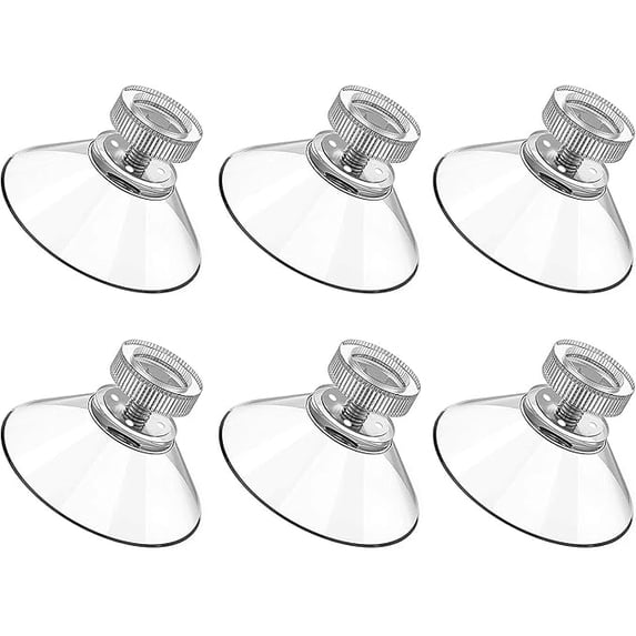 6Pcs Screw Suction Cups Glass Suction Pads 41mm Clear PVC Plastic Sucker Pads Without Hook Extra Strong Suction Power Holder for Bathroom Wall Window Car Shade License Plates