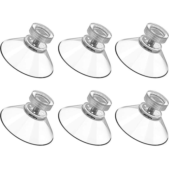 6Pcs Screw Suction Cups Glass Suction Pads 41mm Clear PVC Plastic Sucker Pads Without Hook Extra Strong Suction Power Holder for Bathroom Wall Window Car Shade License Plates