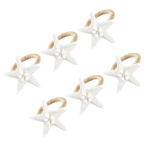 6Pcs Sea Theme Napkin Rings Holders Resin And Metal Table Setting Decoration For Wedding And Event