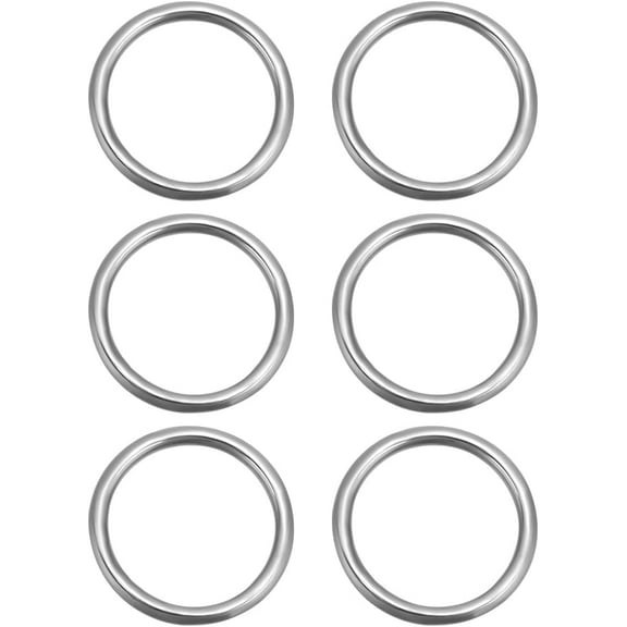 6Pcs Seamless Metal O Ring Round Metal Rings Silver 304 Stainless Steel Load 264 lbs Multi Purpose Heavy Duty Hanging Linking Rings for DIY Macrame Handbag Dog Leashes Luggage Craft Accessories