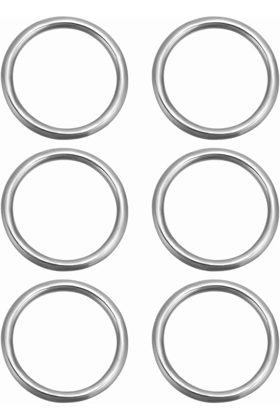 6Pcs Seamless Metal O Ring Round Metal Rings Silver 304 Stainless Steel Load 264 lbs Multi Purpose Heavy Duty Hanging Linking Rings for Macrame Handbag Dog Leashes Luggage Craft Accessories for DIY