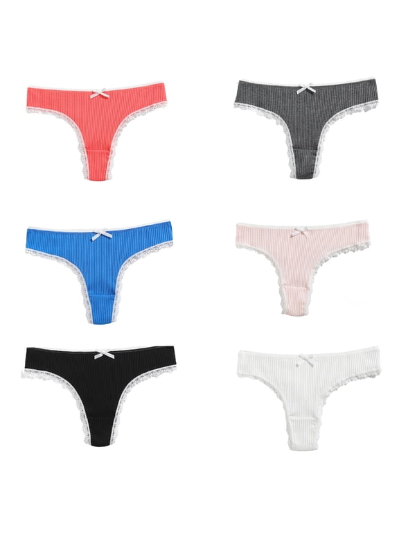 6Pcs Seamlesses Thongs for Women Not Show Thong Underwear,Lady Breathable Bikinis Panty G-String Soft Undie,Tanga Gifts