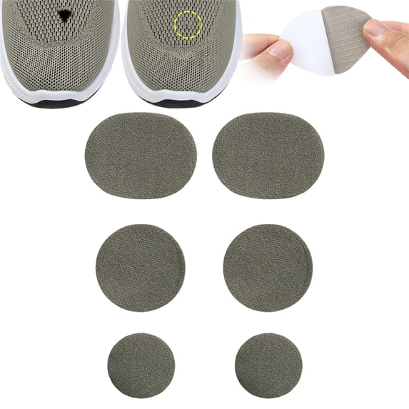 6Pcs Self Adhesive Mesh Sneaker Repair Patches, Waterproof Breathable Anti Abrasive Microfiber Shoe Stickers, Quick Repair Supplies for Toebox and Heel Holes Of Sports Running Sneakers, Dark Khaki