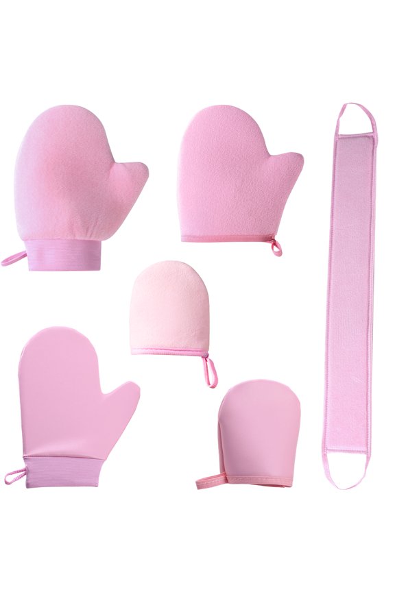 6Pcs Self Tanning Mitt Kit, Reusable Tanning Gloves with Back Applicator Strap