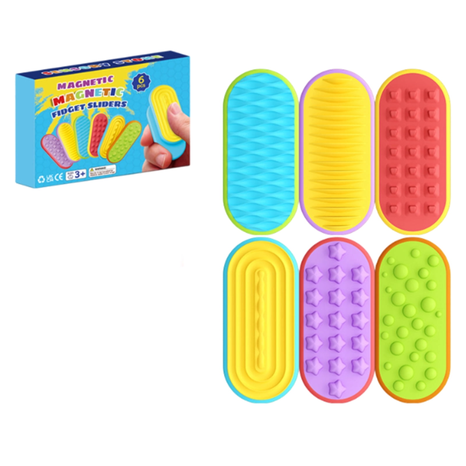 6Pcs Sensory Fidget Magnet Toys for All Ages: Silicone Magnetic Sliders ...