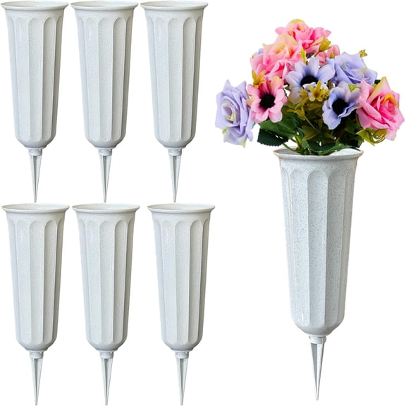 6Pcs/Set Cemetery vase with Included for DIY Artificial Flowers Plastic Cone Style with Detachable Spike