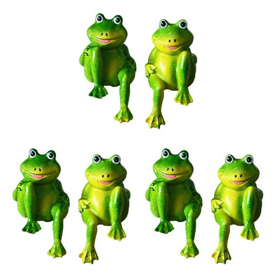 6Pcs/Set Cute Resin Sitting Frogs Statue Outdoor Garden Decorative Sculpture Desk Garden Decor S2
