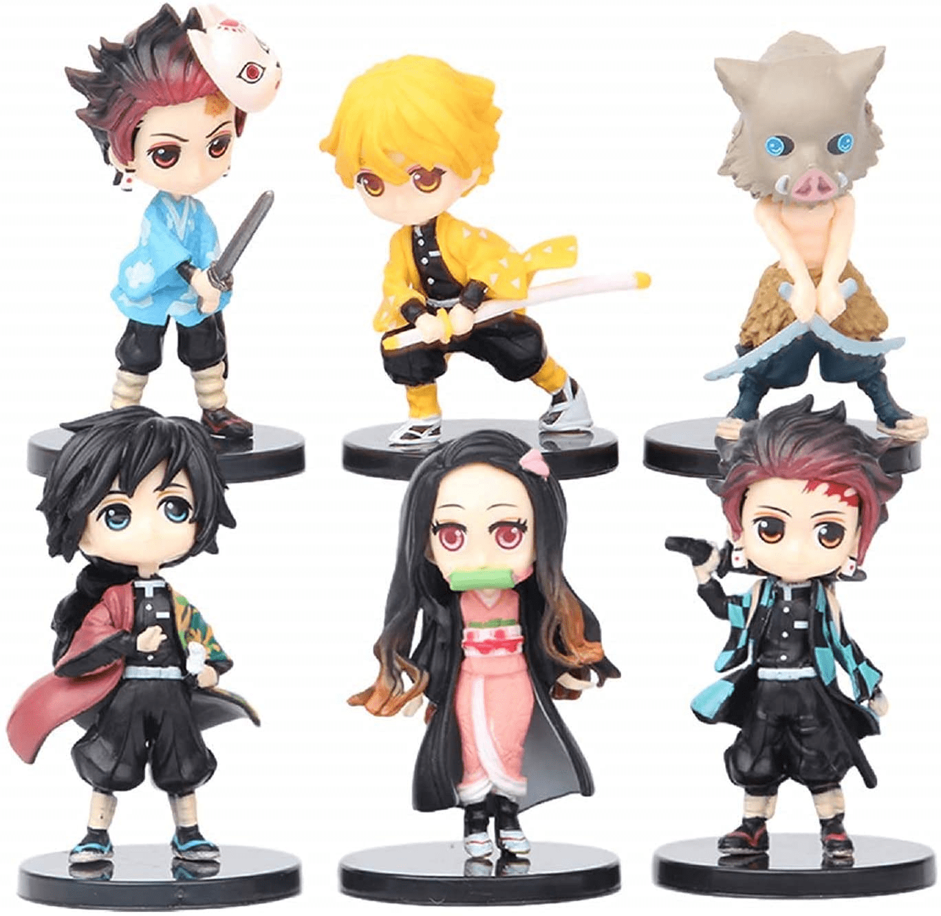 6Pcs Set Demon-Slayer Action figure Cake Topper - 3inch Demon-Slayer ...
