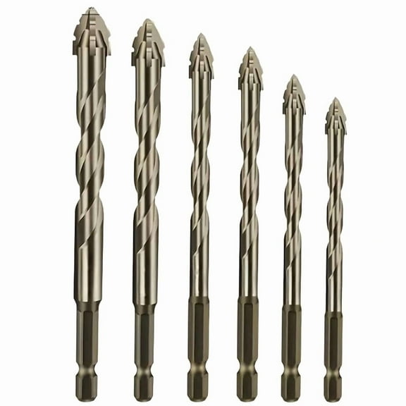 6Pcs/Set Four Flute  Drill Bit for Glass Tile Concrete Metal Drilling Tools High Performance Drill Bit 4-12mm