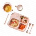 thumbnail image 1 of 6Pcs/Set Kids Cartoon Dinnerware Set Children Safety Healthy Food Grade Plate Bowl Cup Spoon Fork Chopsticks Set  (Pink), 1 of 9
