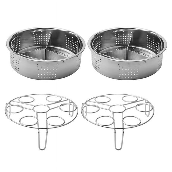 6Pcs/Set Pressure Cooker Accessories Stainless Steel Basket with Egg Steamer Rack, Divider for Kitchen Cooking
