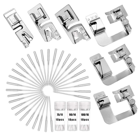 6Pcs Sewing Machine Presser Foot Kit with 30Pcs Sewing Machine Needles