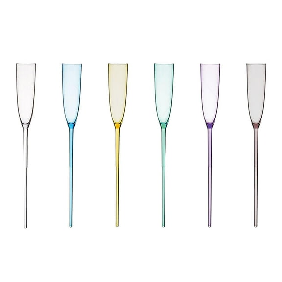 6Pcs Shatterproof Floating Champagne Flutes, Pool Floating Wine Glasses, Vintage Bouquet Acrylic Glasses, Reusable Shatterproof Goblets, Floating Glassware, Colorful Beach Cup