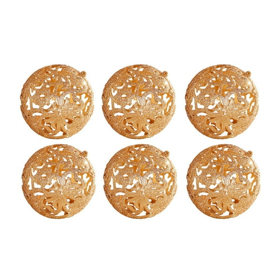 6Pcs Glittering Hollow Christmas Baubles Ornament Christmas Tree Decorations for Holiday Decoration