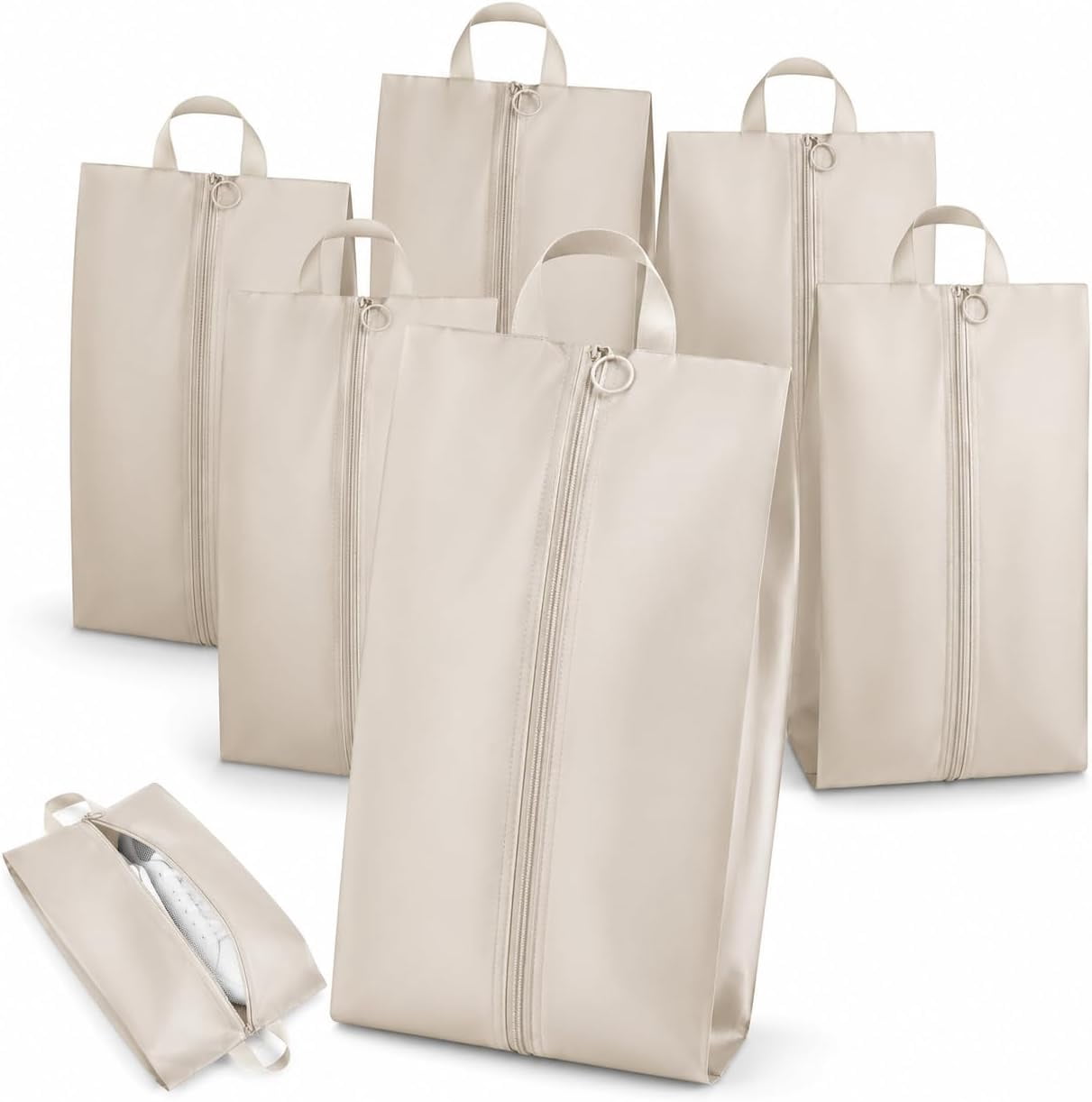 6Pcs Shoe Bags for Travel -Travel Shoe Bag Set Shoe Bag for Packing Organizers Waterproof Odor-Resistant White