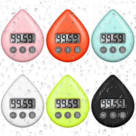6Pcs Shower for Adults Kids,Digital Waterproof Kitchen Magnetic Small Shower Clock Alarm Energy Home