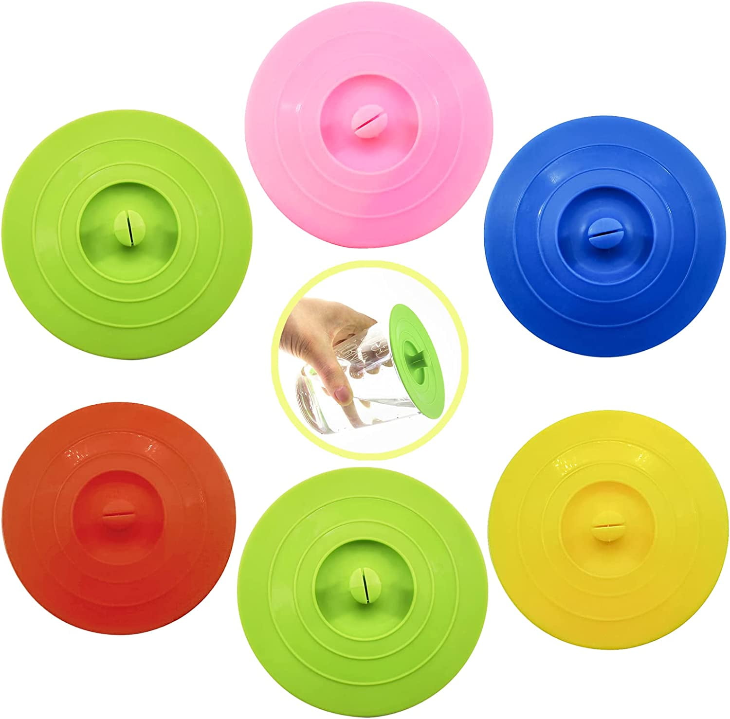 6Pcs Silicone Glass Cup Covers Cup Lids Reusable Anti Dust Cup Covers