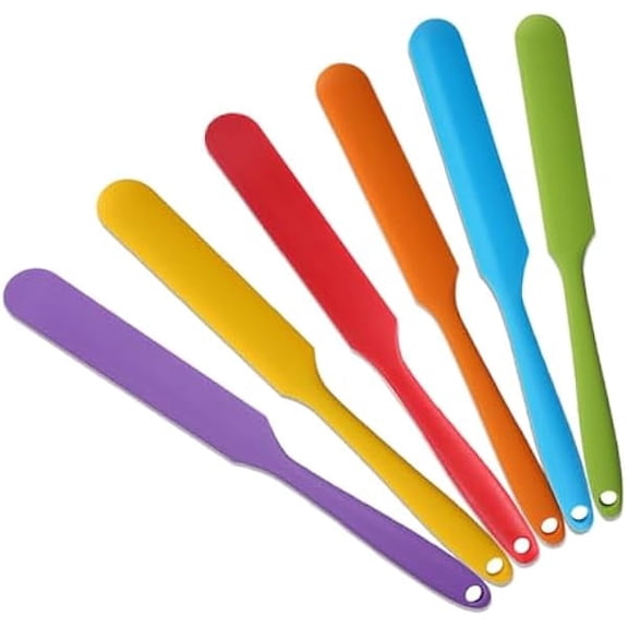 6Pcs Silicone Spatula Set - Heat Resistant, Non-Stick, Baking & Cooking Tools for Mixing, Scraping, and Icing - Includes Cake, Cream, Butter, and Batter Spatulas with Long Handle Jar Scrapers (6)