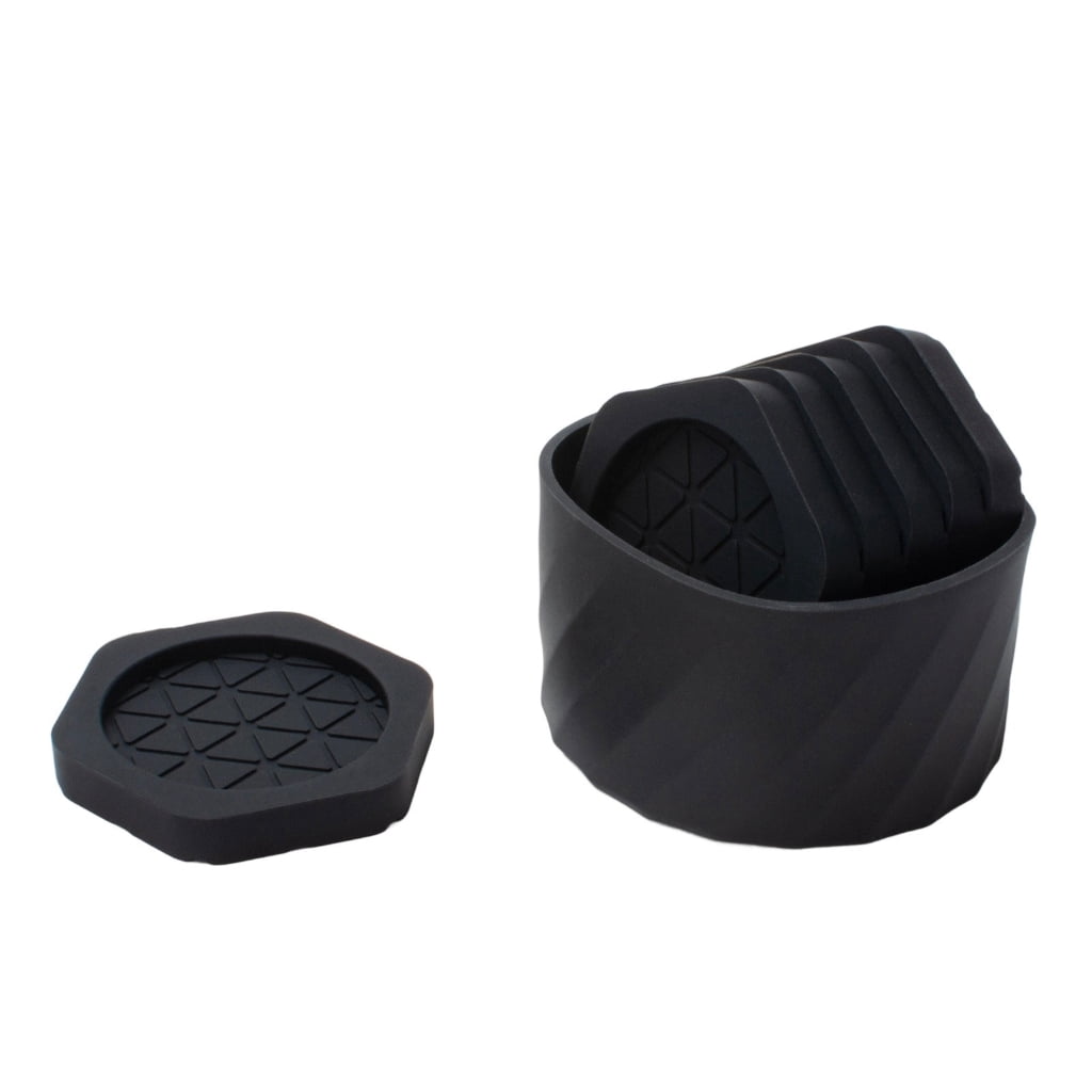 6Pcs Silicones Hexagonal Coaster Set With Storage Container Heat ...