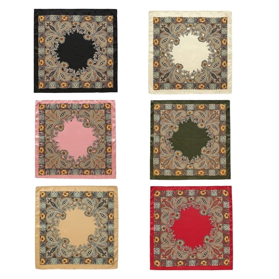 6Pcs Silk Head Scarves for Women Satin Hair Scarf 35”Large Square Bandana Silk Like Neck Scarf Shawl