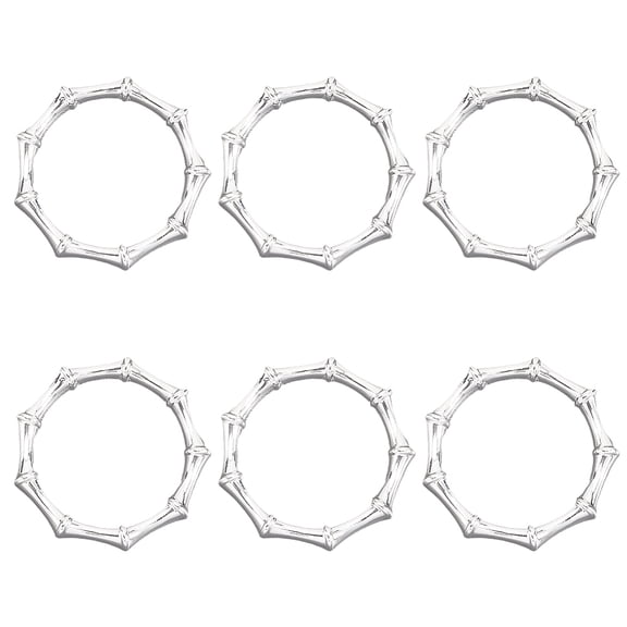 6Pcs Silver Napkin Ring Round Napkin Rings Metal Alloy Bamboo Joint Shaped Dining Table Settings Guest Towel Decoration Holder