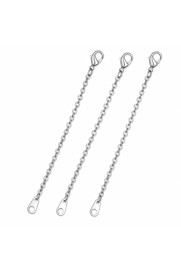 6Pcs Silver Necklace Extender Set, 2" 3" 4" Chain Extenders with Spring Ring Clasp for Necklaces Bracelet Anklet