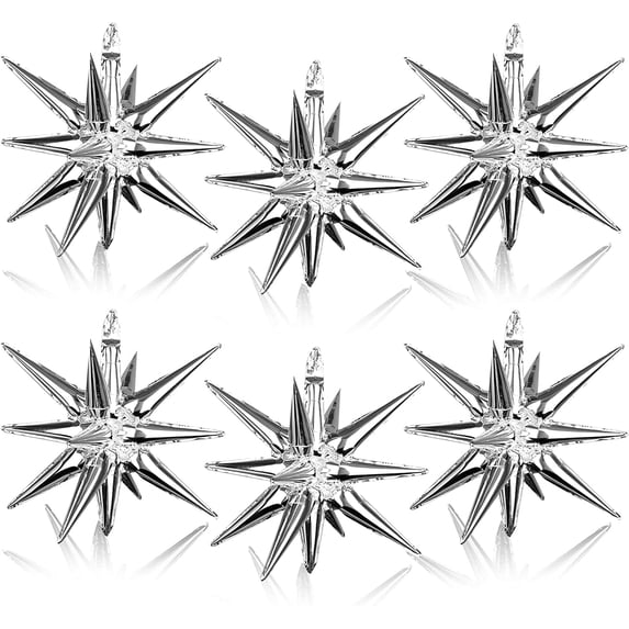 6Pcs Silver Starburst Balloon Explosion Star Balloons 14 Point Star ...