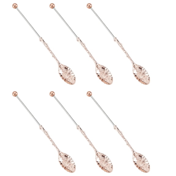 6Pcs Simple Beaded Coffee Spoons Durable Metal Utensils For Salt Dessert Use