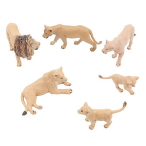 6Pcs Simulation Wild Animal Figure Lions Model Set , Lifelike Animal Model Early Educational Learning Toys Cognitive Lions Family Figurine Kids Gift Animal Model