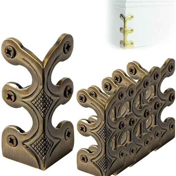 6Pcs Baseboard Corner Protectors, Solid Brass Skirting Board Corner Protectors, Skiffer Skirting Board Corner Protector, Vintage Metal Corner Protector (Bronze)